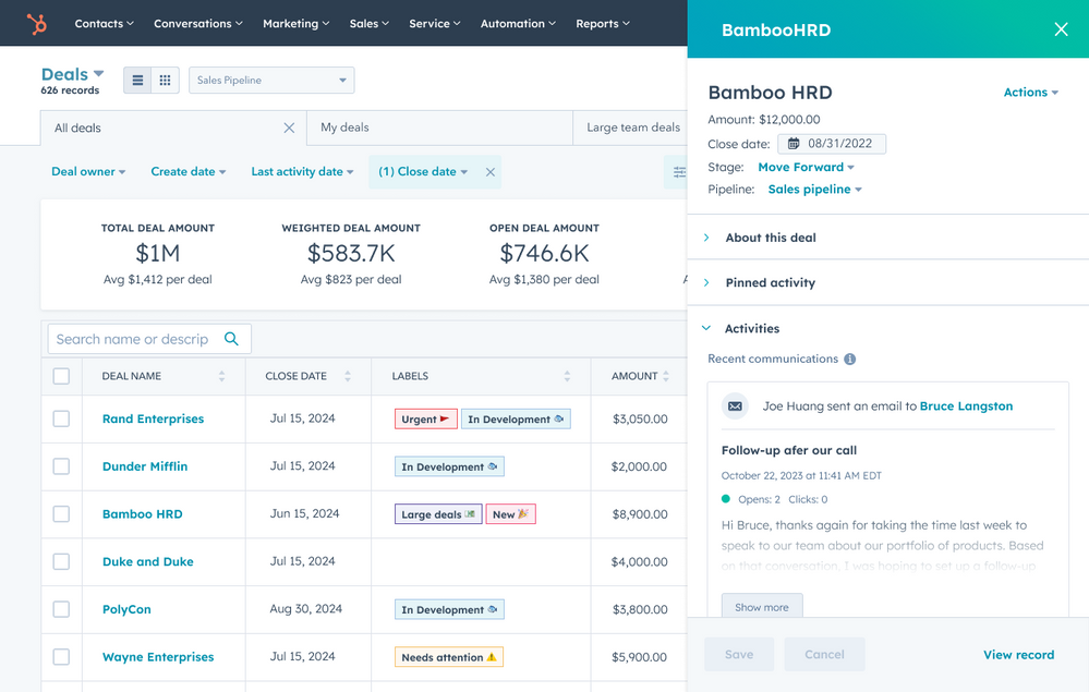 Deal accelerators