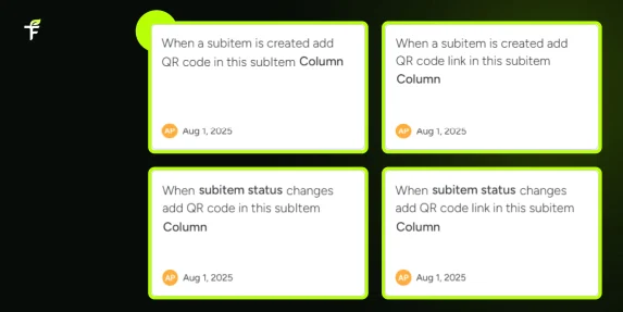 Generating QR codes for subitems automatically